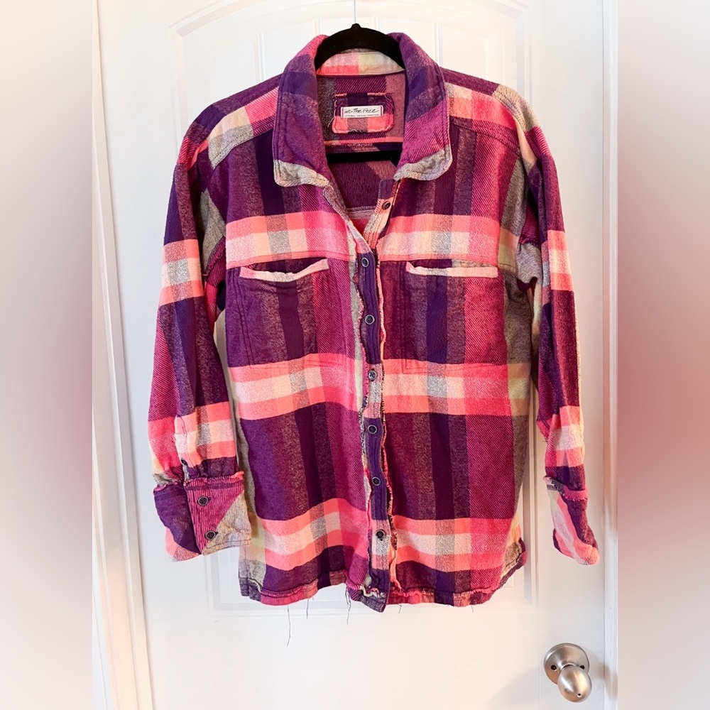 We The Free Pink and Purple Plaid Shirt